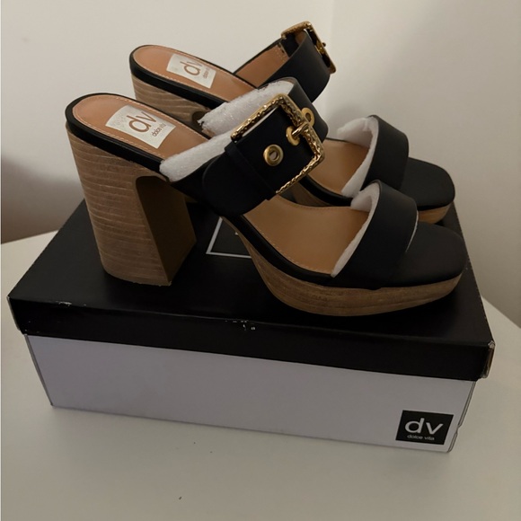 Dolce Vita Black and Tan Platform Mules - Picture 8 of 8